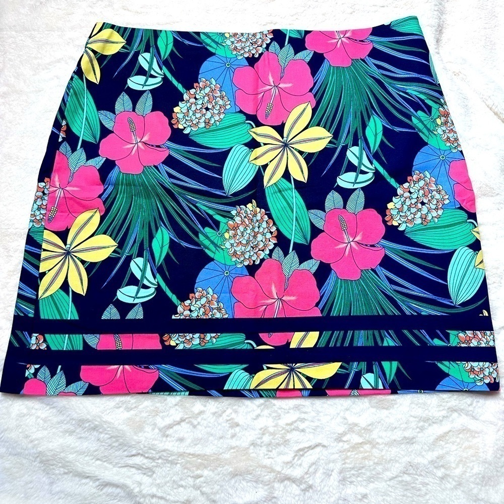 Talbots COTTON CANVAS A-LINE SKIRT - HIBISCUS PRINT